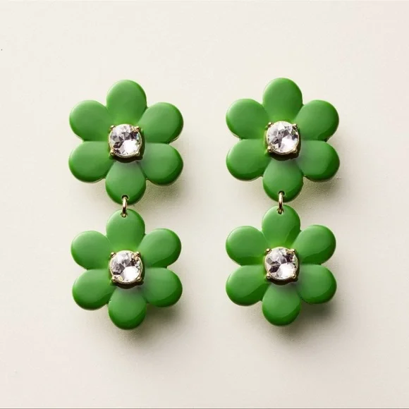 NWT Kate spade X Target floral linear Earrings SET OF 2 navy and green - Picture 2 of 15
